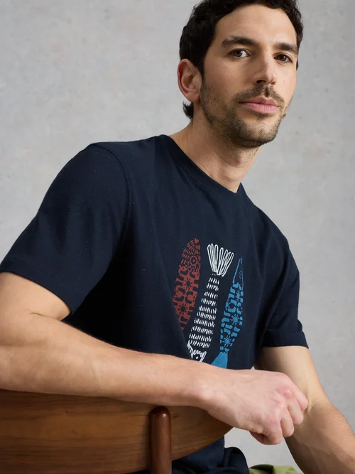 T-Shirt Abersoch mit Fischgrafik - Navy Pr - XXXL/R Bild 3