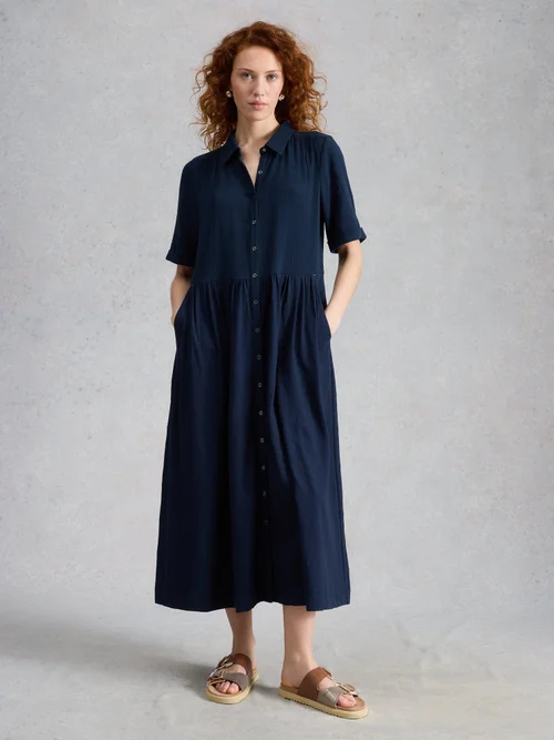 Robe-chemise Rylee en double tissu - Dark Navy - 52/R Bild 3