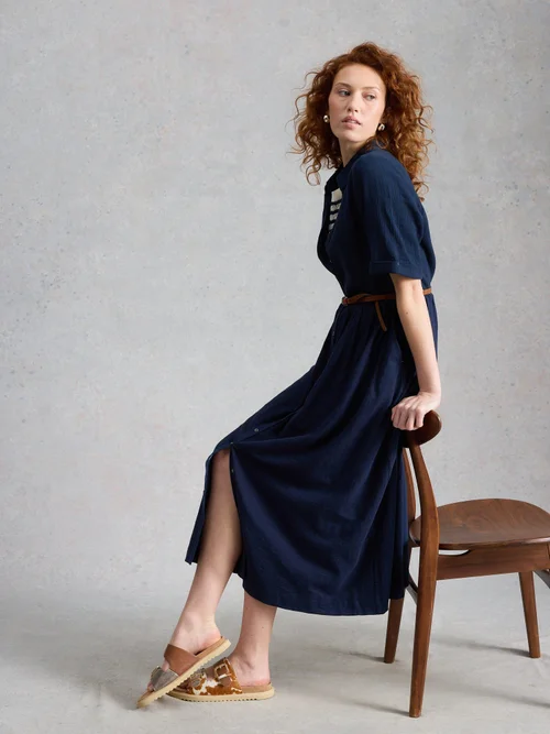 Robe-chemise Rylee en double tissu - Dark Navy - 52/R Bild 1