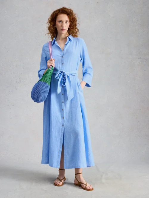 Blusenkleid Soma aus Leinenmischung - Chamb Blue - 46/R Bild 2