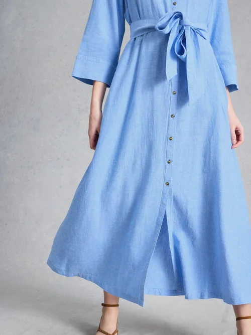 Blusenkleid Soma aus Leinenmischung - Chamb Blue - 46/R Bild 3
