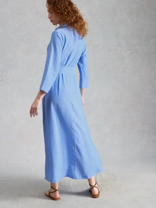 Blusenkleid Soma aus Leinenmischung - Chamb Blue - 46/R Bild 4