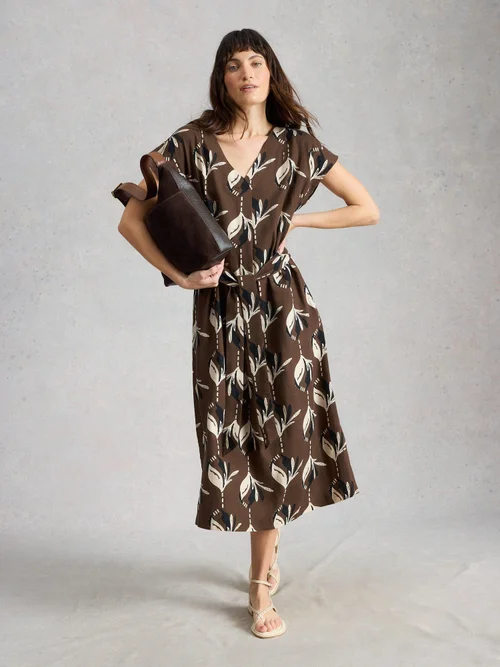 Kleid Mimi aus Leinenmischung - Brown Pr - 50/R Bild 2