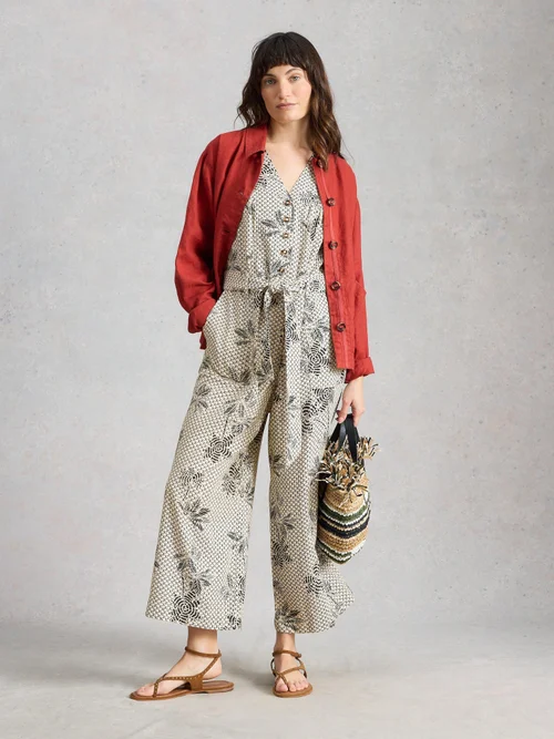 Jumpsuit Betty aus Leinenmischung - Ivory Pr - 52/R Bild 2