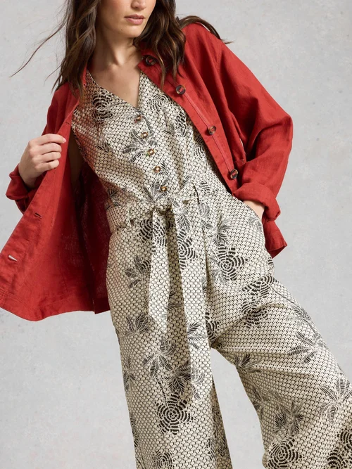 Jumpsuit Betty aus Leinenmischung - Ivory Pr - 52/R Bild 3