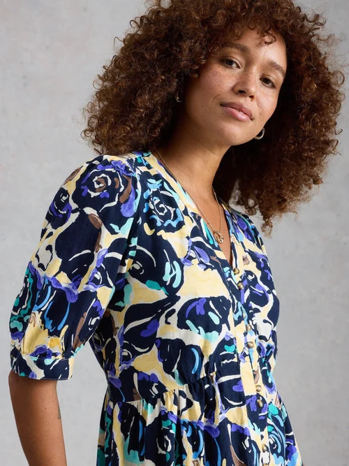 Kleid Fern aus Leinenmischung - Navy Multi - 50/R Bild 3