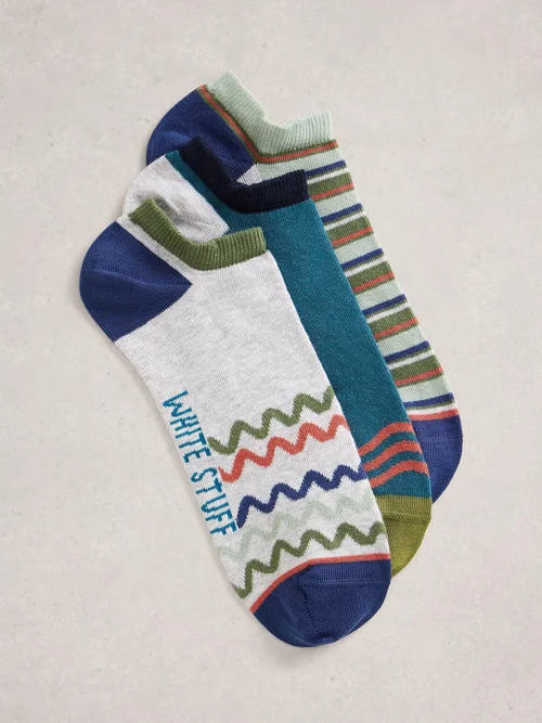 3er-Pack gemusterte Sneakersocken - Teal Mlt - 44-46 Bild 1