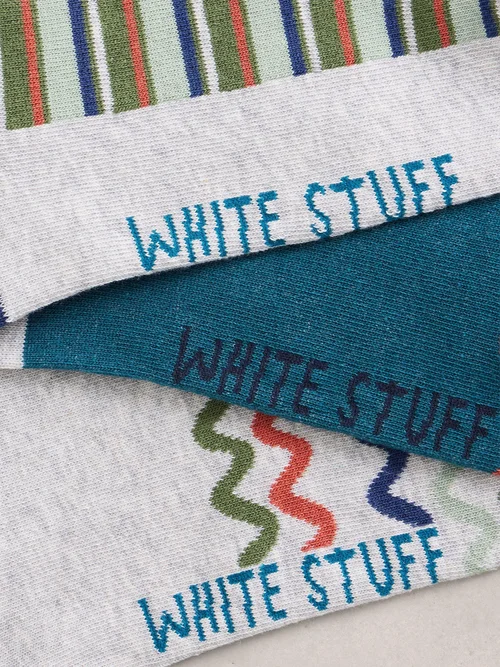 3er-Pack gemusterte Sneakersocken - Teal Mlt - 44-46 Bild 2
