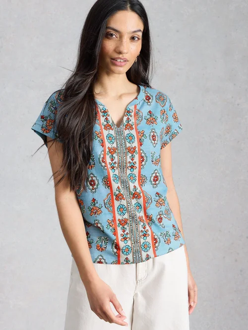 T-Shirt Nelly mit Keilausschnitt - Blue Pr - 52 Bild 3