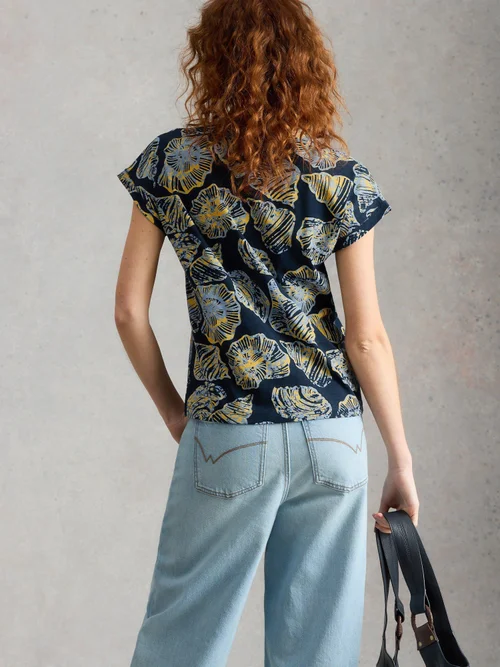 T-Shirt Nelly mit Keilausschnitt - Navy Pr - 48 Bild 4