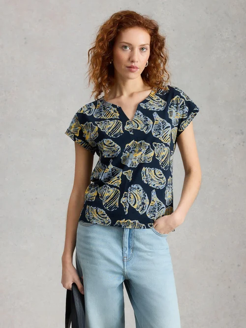 T-Shirt Nelly mit Keilausschnitt - Navy Pr - 48 Bild 3