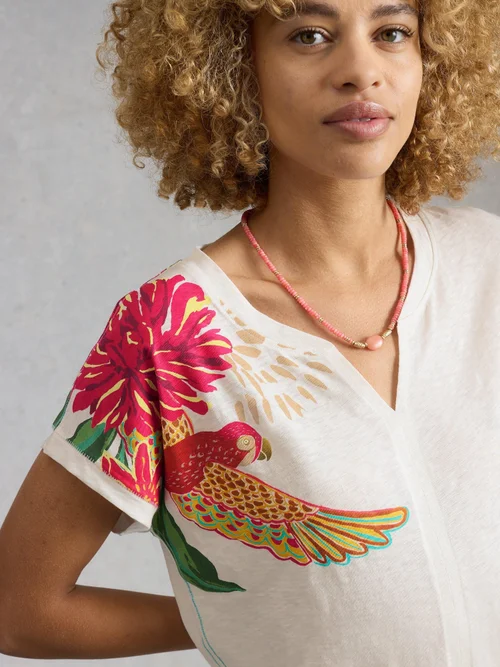T-Shirt Nelly mit Keilausschnitt - White Mlt - 48 Bild 3