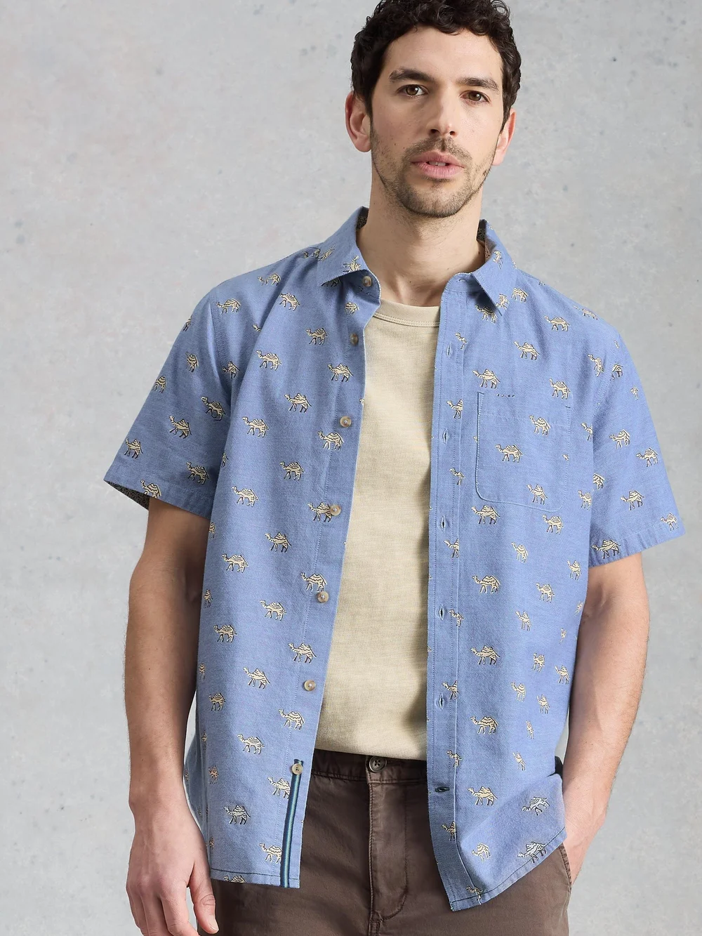 Kurzarmhemd Finsbury mit Kamelprint - Blue Pr - XXL/R Bild 1