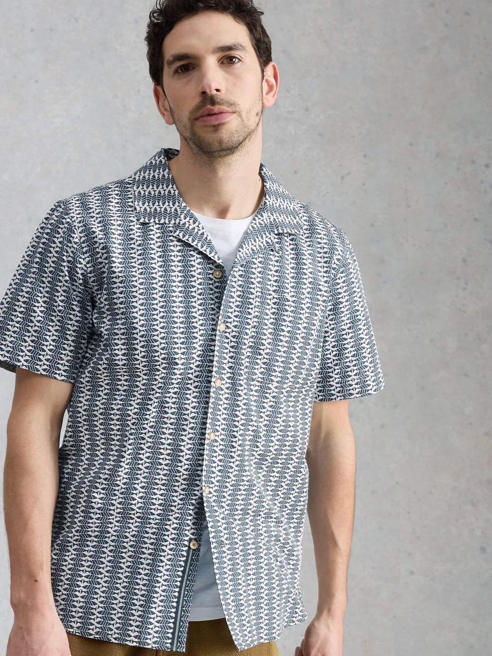Kurzarmhemd Hayle Fischprint - Navy Pr - XXXL/R Bild 1