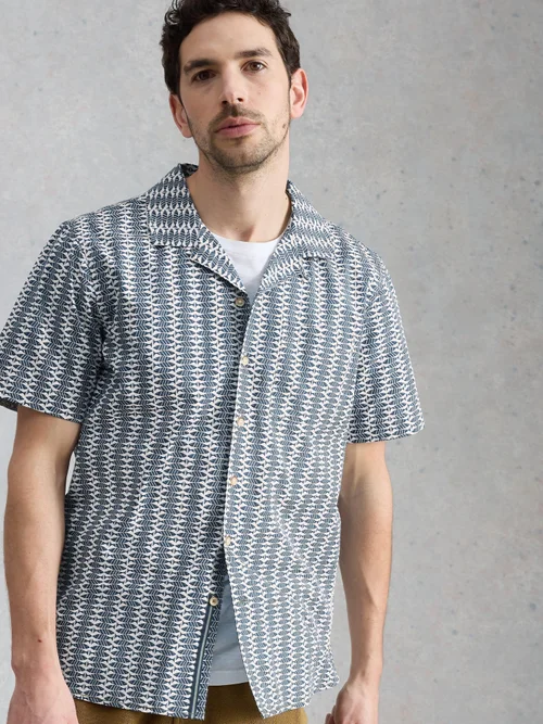 Kurzarmhemd Hayle Fischprint - Navy Pr - XXXL/R Bild 1