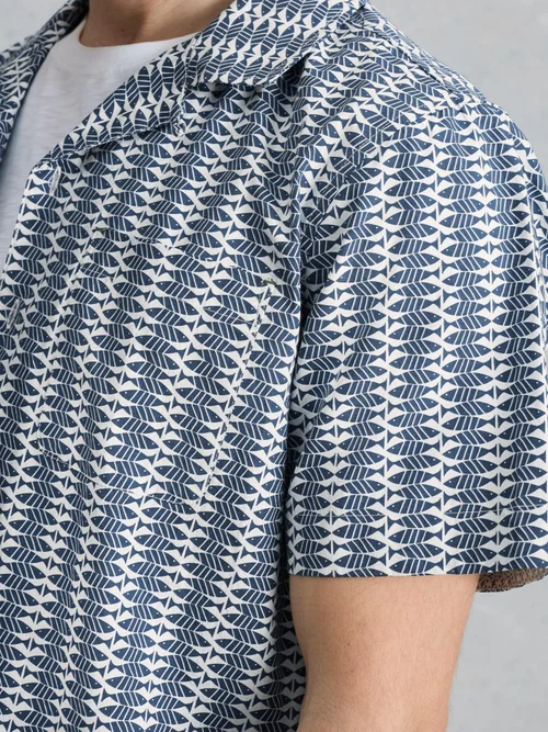 Kurzarmhemd Hayle Fischprint - Navy Pr - XXXL/R Bild 3