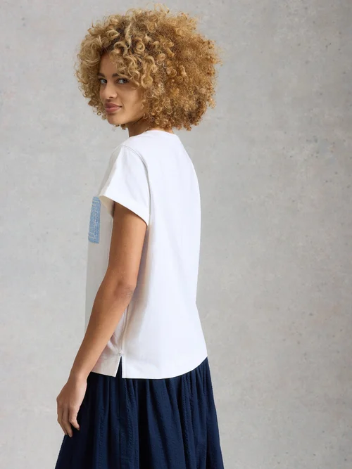 T-Shirt Gina mit bestickter Tasche - White Mlt - 52 Bild 4