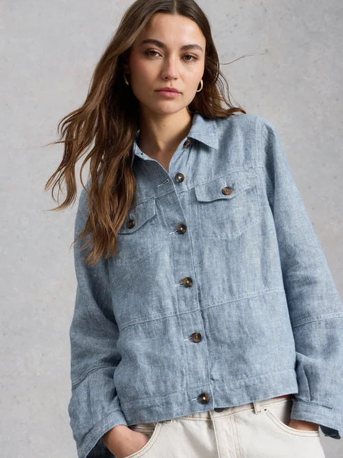 Leinenjacke Camille - Chamb Blue - 50/R Bild 3