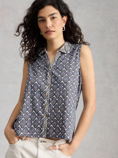 Ärmellose Bluse Amy - Blue Pr - 52 Bild 3
