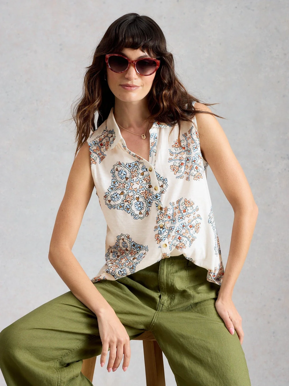 Ärmellose Bluse Amy - Ivory Mlt - 52 Bild 1