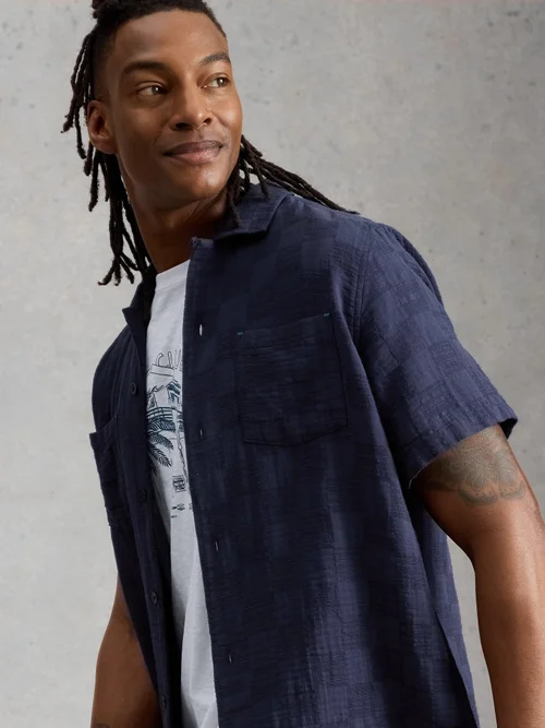 Kurzarmkarohemd Denny - Dark Navy - XXXL Bild 3