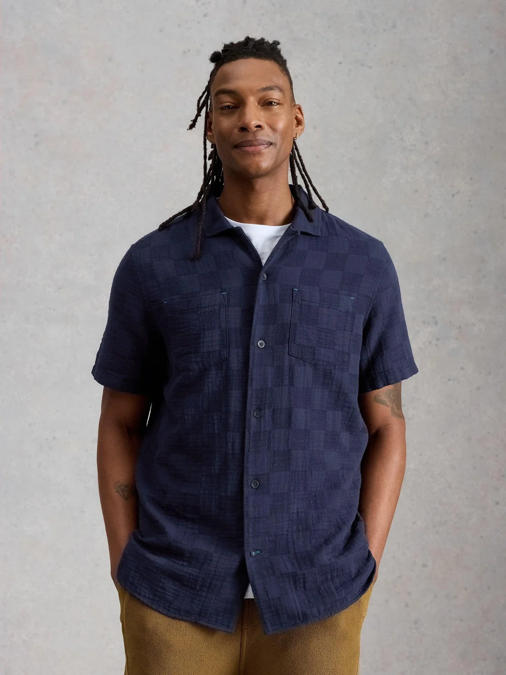 Kurzarmkarohemd Denny - Dark Navy - XXXL Bild 1