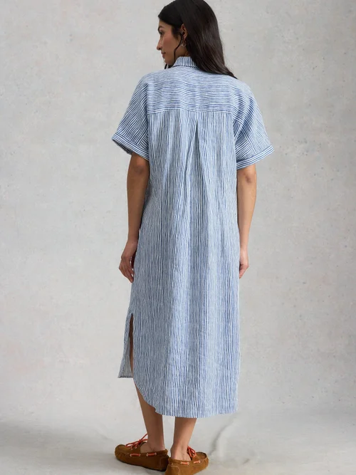 Gestreiftes Leinenkleid Annabelle - Blue Mlt - 52/R Bild 4