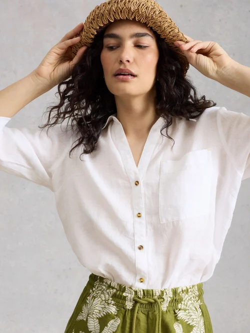 Boyfriendbluse Sadie aus Leinen - Bril White - 46/R Bild 2