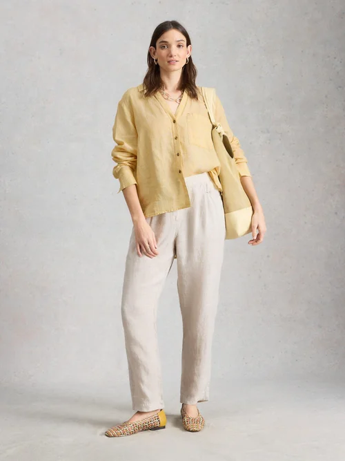 Boyfriendbluse Sadie aus Leinen - Yellow Mlt - 52/R Bild 2