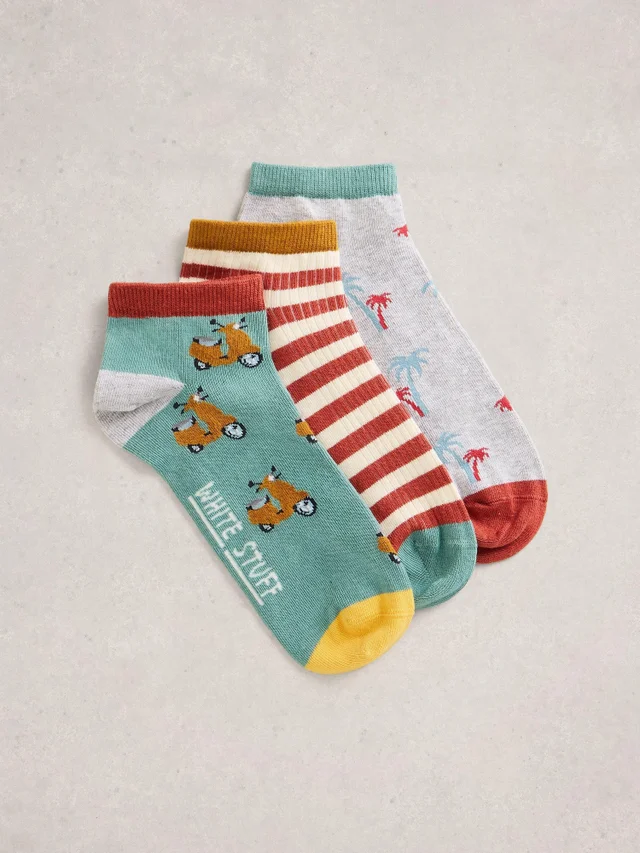3er-Pack Sneakersocken Palmen