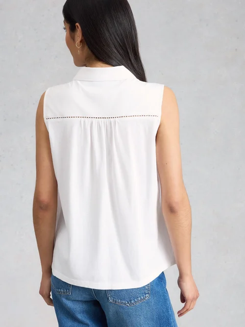 Bestickte ärmellose Bluse Amy - Bril White - 52 Bild 4