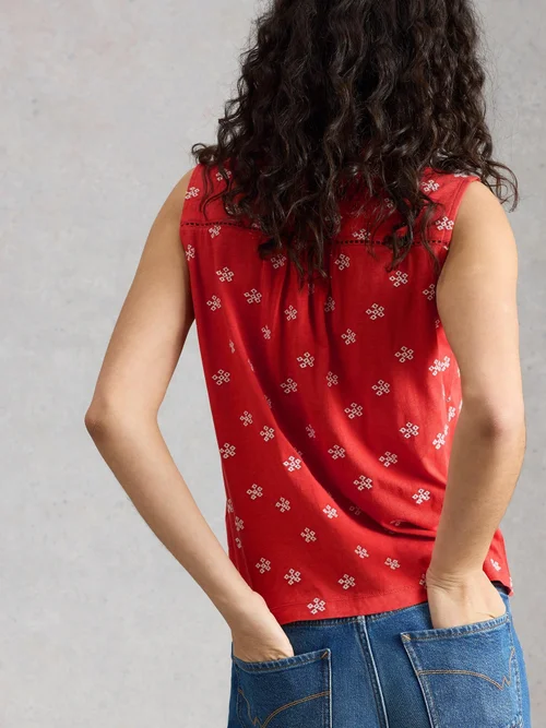 Bestickte ärmellose Bluse Amy - Red Mlt - 52 Bild 4