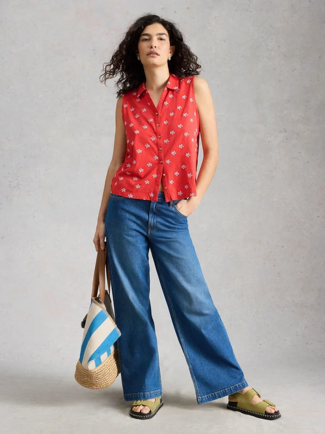 Bestickte ärmellose Bluse Amy