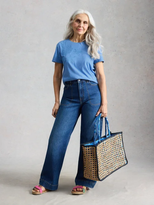 Besticktes T-Shirt Abbie - Mid Blue - 52 Bild 2