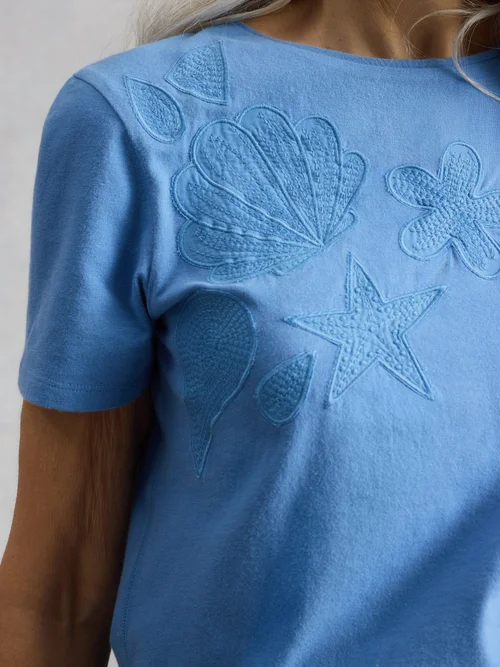 Besticktes T-Shirt Abbie - Mid Blue - 52 Bild 3