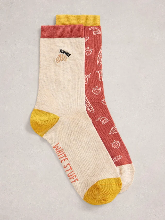 2-er Pack Socken mit Frühstücksmotiv