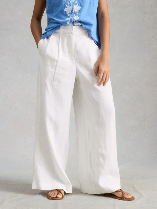 Leinenhose Sasha mit weitem Bein - Bril White - 50/R Bild 3