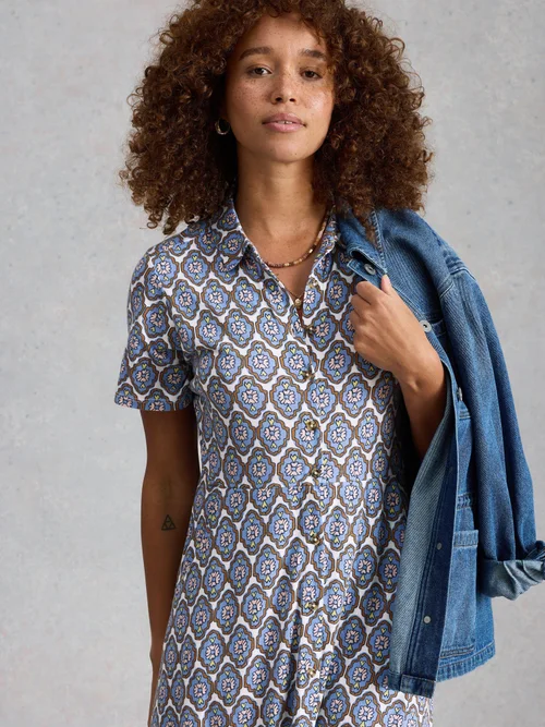 Blusenkleid Rua aus Jersey - Blue Mlt - 52/R Bild 3