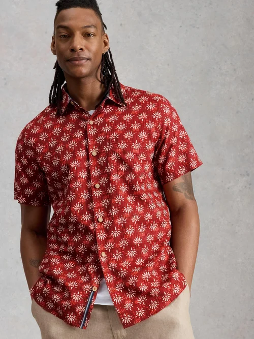 Kurzarmhemd Finsbury mit Batikprint - Red Pr - XXXL/R Bild 3
