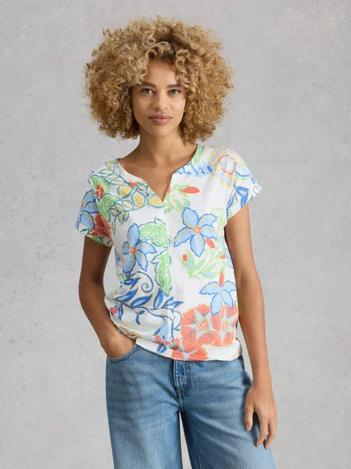 T-Shirt Nelly mit Keilausschnitt - Ivory Mlt - 52 Bild 3