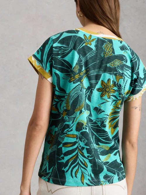 T-Shirt Nelly mit Keilausschnitt - Teal Mlt - 52 Bild 4