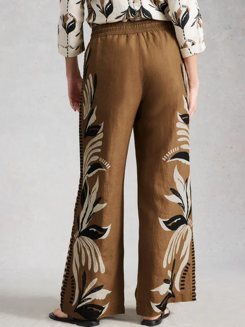 Leinenhose Allie mit weitem Bein - Brown Pr - 48/R Bild 4
