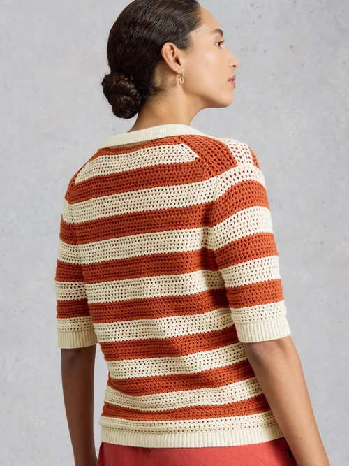 Gestreiftes Strickpolohemd Cooper - Brown Mlt - 52 Bild 4
