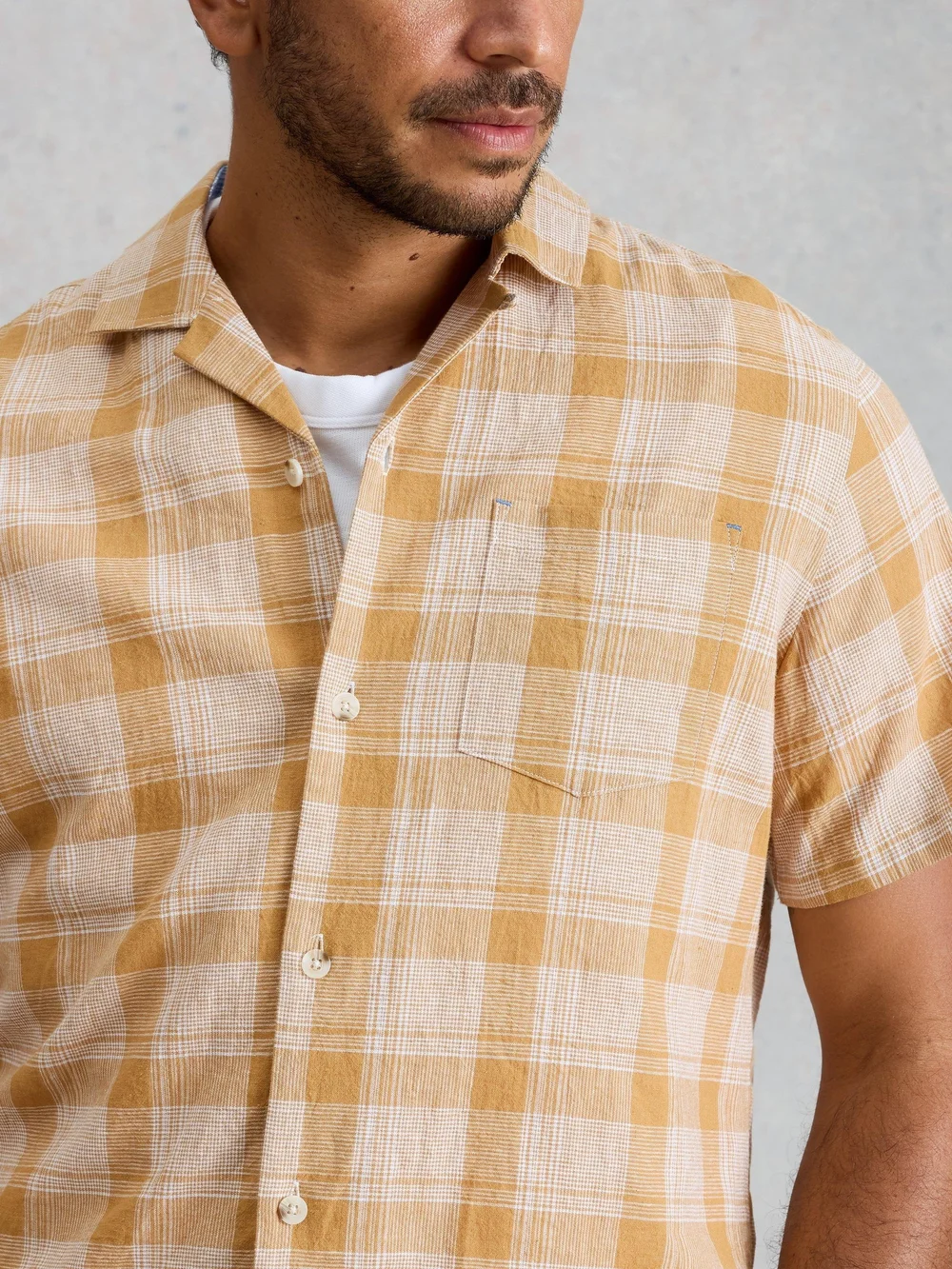Chemise Hayle en lin et coton à carreaux - Yellow Mlt - XXL Bild 1