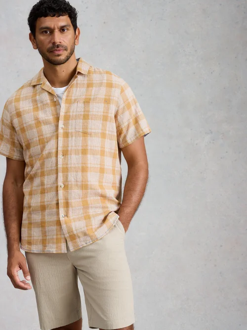 Chemise Hayle en lin et coton à carreaux - Yellow Mlt - XXL Bild 3