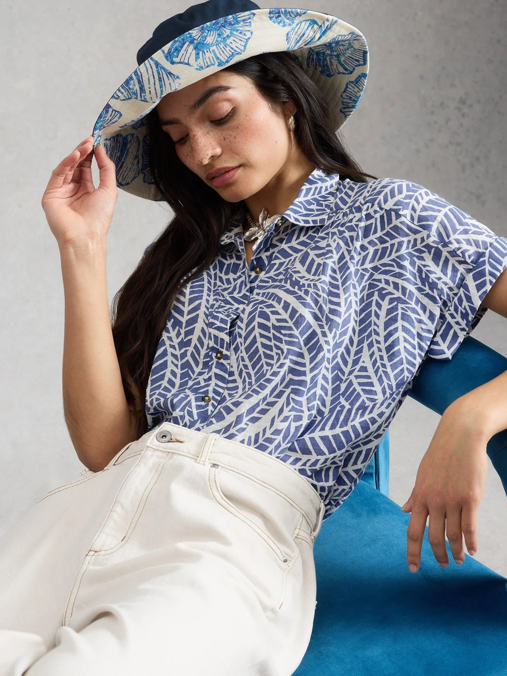 Bluse Orla - Blue Pr - 52 Bild 1