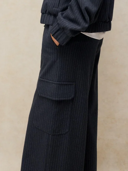 Gestreifte Hose Teagan mit weitem Bein - Navy Multi - 46/R Bild 4