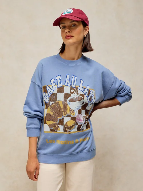 Langes Grafik-Sweatshirt Cleo - Blue Pr - 46 Bild 1