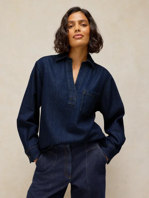 Lange Jeanstunika Sage - Dk Denim - 40/R Bild 3