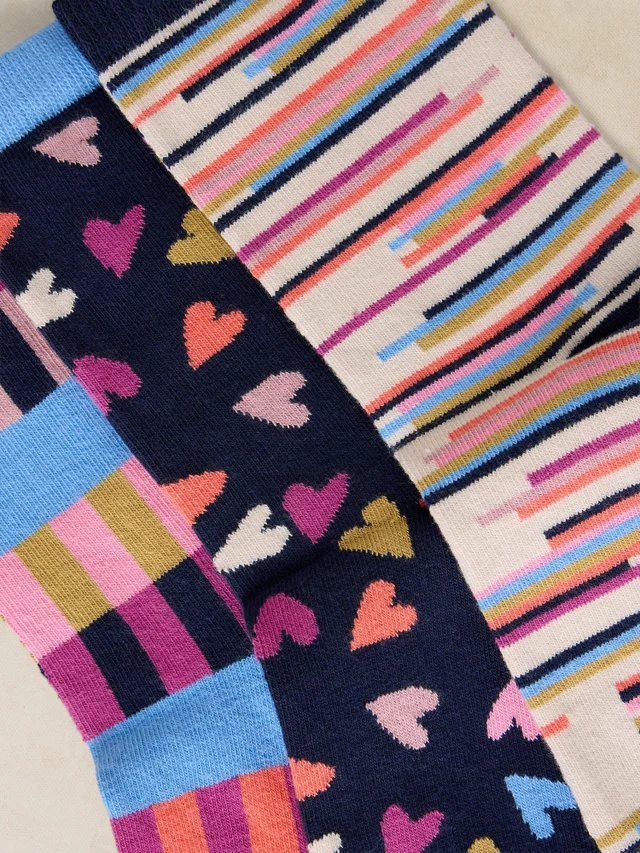 3-er Pack Socken Geo & Herz